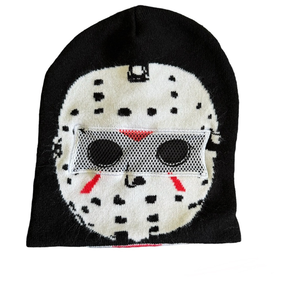 Jason Friday the 13th Hockey Mask Roll down Knit Hat